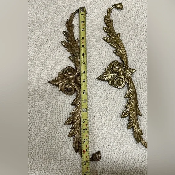 Vintage Solid Brass Wall Decor Ornament Plaque Topper Furniture Accent - Picture 11 of 16